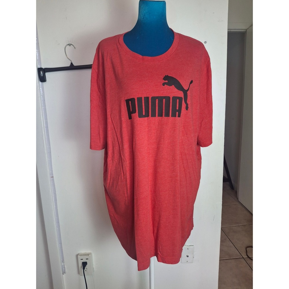 Puma Mens XXL Red Heather Graphic Logo Short Sleeve Crew Neck T-Shirt Sportswear